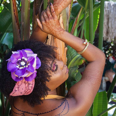 Henna and jagua tattoos on woman