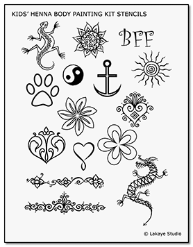 Kids' Henna Kit Tattoo Design Stencils