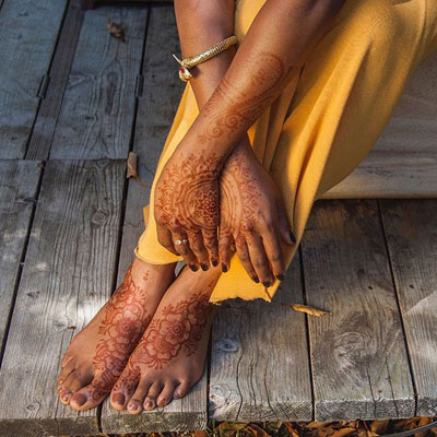 Henna tattoos on hands and feet