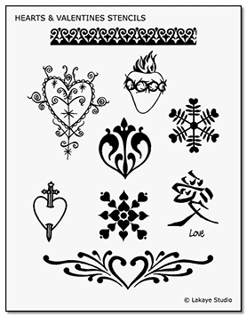 Hearts and Valentines Tattoo Design Stencils