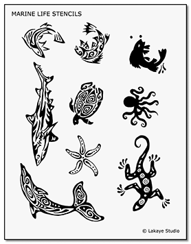 Marine Life Design Tattoo Stencils