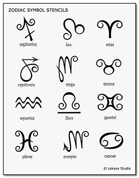 Zodiac Symbols Tattoo Design Stencils