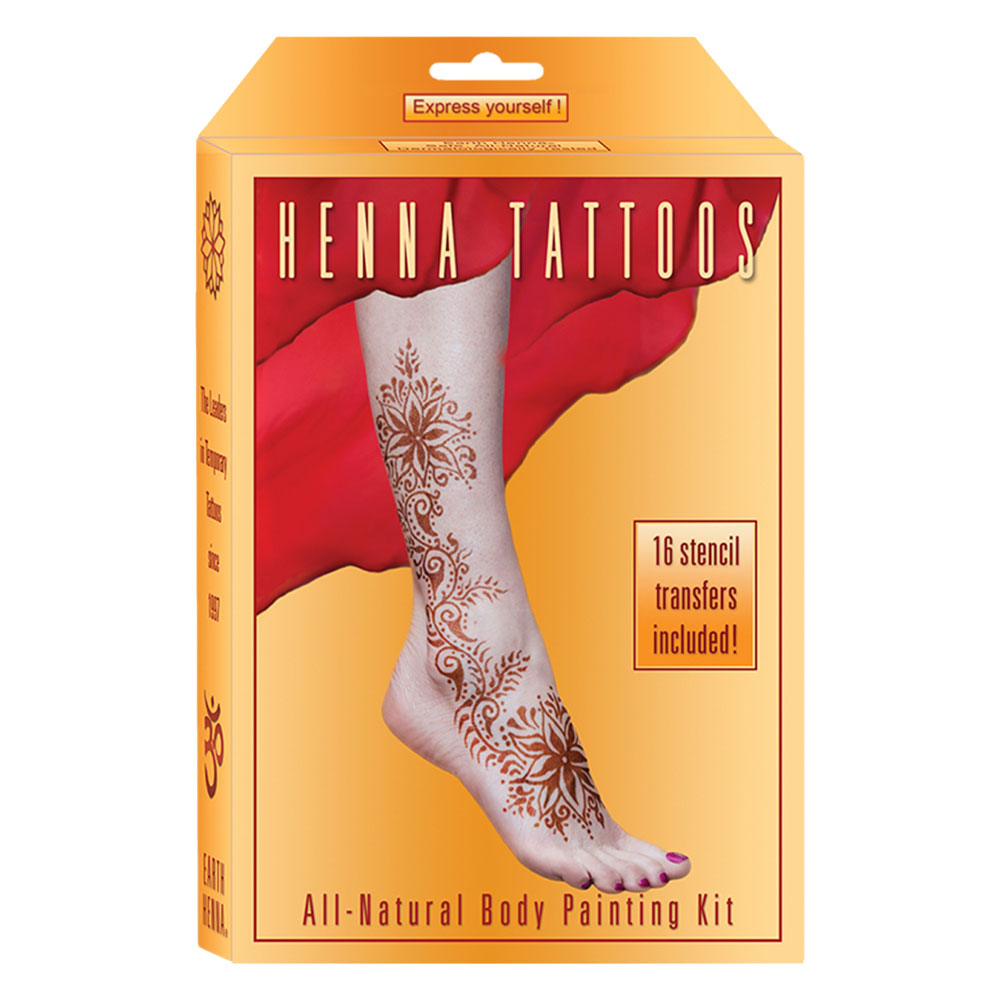 Organic Henna Tattoo Kit in Gift Box + Silver Glitter Gel JJ | eBay