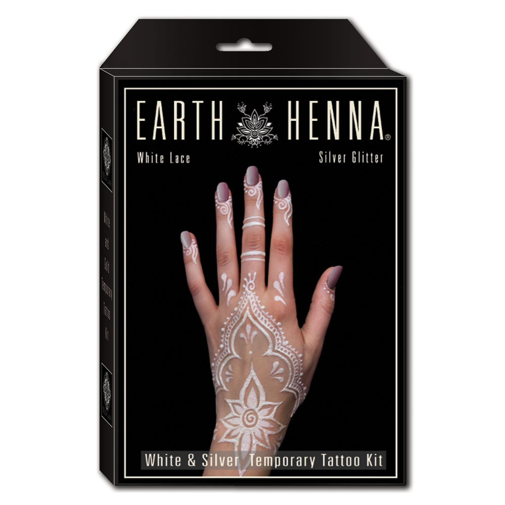 Buy Online White Lace &amp; Silver Glitter Henna Tattoo Kit ...