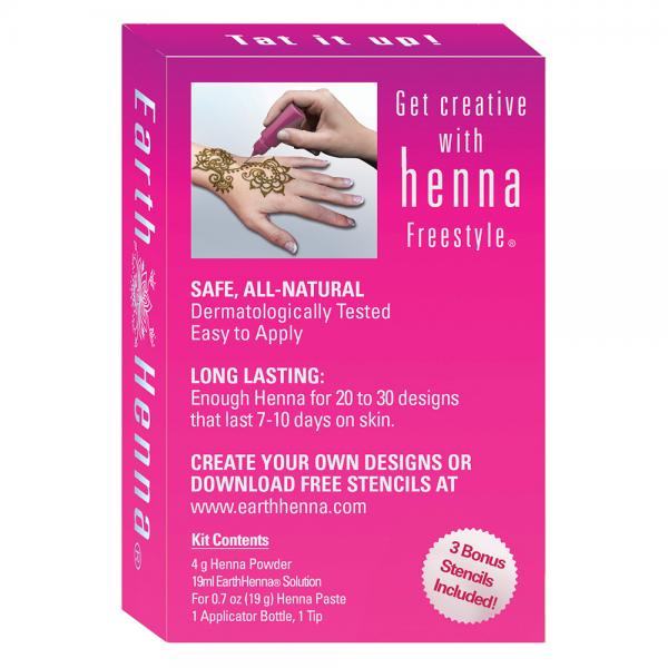 Earth Henna kit - Freestyle Classic - Back of Box